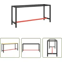The Living Store bâti d'établi noir mat et rouge mat 170x50x79 cm métal