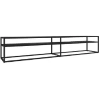 vidaXL Armoire TV noire imitation marbre 220x40x40,5 cm verre trempé