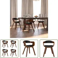 The Living Store Chaises de salle à manger 4 pcs noir bois courbé et simili-cuir