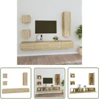 The Living Store Ensemble de 5 meubles TV Chêne Sonoma Matériau dérivé du bois