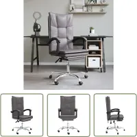 The Living Store Chaise de bureau avec fonction chaise longue Gris Similicuir