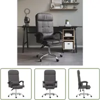 The Living Store Chaise de bureau avec fonction massage Gris Similicuir
