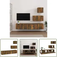 The Living Store Ensemble de meubles TV 4 pièces chêne fumé bois composite