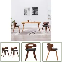 The Living Store Chaises de salle à manger 2 pcs. Gris foncé Bois courbé et tissu