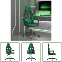 The Living Store Chaise de jeu Pivotante Noir et Vert Similicuir
