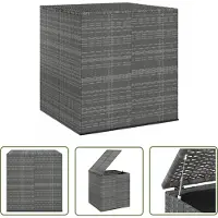 The Living Store Boîte à coussins de jardin PE Rattan 100x97,5x104 cm Gris