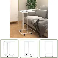 The Living Store Table d'appoint avec roulettes Blanc 40x30x63,5 cm Bois composite