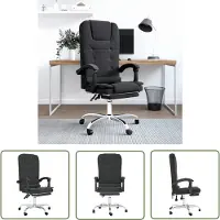 The Living Store Chaise de bureau avec fonction massage Noir similicuir