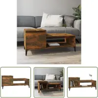 The Living Store Table basse chêne fumé 100x50x45 cm bois composite