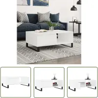 The Living Store Table basse blanche 90x60x35 cm bois composite