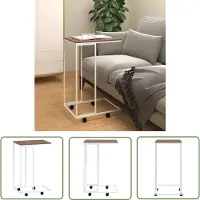 The Living Store Table d'appoint avec roulettes Blanc 40x30x63,5 cm Bois composite