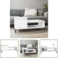 The Living Store Table basse blanche 100x50x45 cm bois composite