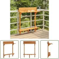 The Living Store Table de balcon 90x37x122,5 cm en bois massif d'acacia