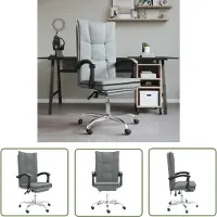 The Living Store Chaise de bureau avec fonction chaise longue Gris foncé Tissu