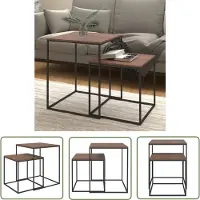 The Living Store Ensemble de tables basses 2 pièces en bois composite et métal