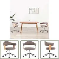 The Living Store Chaise de salle à manger pivotante Taupe bois courbé et tissu