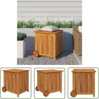 The Living Store Coffre de jardin avec roulettes 60x50x58 cm bois massif acacia