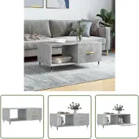 The Living Store Table basse gris béton 90x50x40 cm bois composite