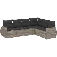 vidaXL Ensemble de salon de jardin 6 pièces avec coussins gris clair Poly rotin