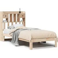 vidaXL Lit en bois massif avec étagère sans matelas 90x200 cm pin