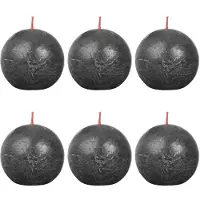 Bolsius Bougies boule rustiques Shine 6 pcs 76x71 mm Gris orageux