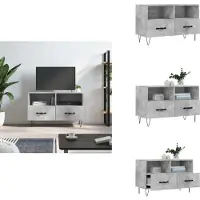vidaXL Armoire TV gris béton 80x36x50 cm Bois composite - Meuble TV