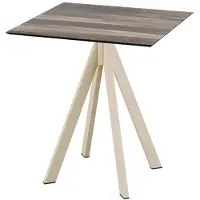 Essentials Infinity - Table de patio, structure couleur sable + plateau HPL imitation bois tropical, 70 x 70 cm, 1 pièce