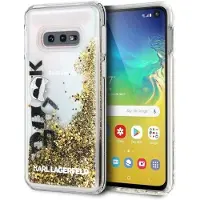 Karl Lagerfeld KLHCS10LROGO S10e G970 czarno-złoty/black & gold hard case Glitter (Samsung Galaxy S10e), Coque pour téléphone portable, Or, Noir