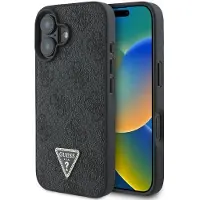GUESS GUHCP16SP4TDPK iPhone 16 6.1" czarny/black hardcase Leather 4G Triangle Strass MagSafe