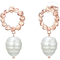 Lulu & Jane Boucles d'oreilles or rose / blanc perle