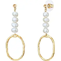 Lulu & Jane Boucles d'oreilles jaune d'or / blanc perle