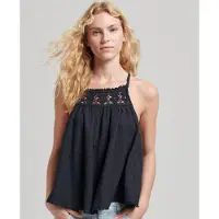 Superdry Vintage Halter Cami Sleeveless Blouse Bleu S Femme