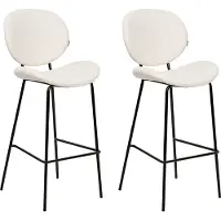 Beliani Lot de 2 chaises de bar Luana Lumarko Boucle White