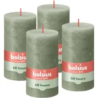 Bolsius Bougies pilier rustiques Shine 4 pcs 130x68 mm Vert olive