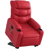 vidaXL Fauteuil de massage avec releveur électrique rouge similicuir