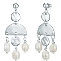 Lulu & Jane Boucles d'oreilles argent / blanc perle