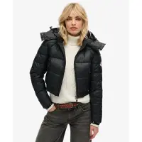 Superdry pour femme. W5011682A Veste courte à capuche Fuji noir (M), Casuel, Durable, Nylon recyclé