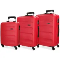 Joumma Bags ROLL ROAD Flex Rot, ABS Reisekoffer-Set, 55-65-75cm, 5849464