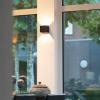 HOFTRONIC™ - Applique murale LED 7W 3000K dimmable IP65 Noir set de 2