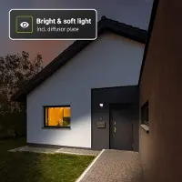 HOFTRONIC™ - Applique murale LED 10W 780lm 3000K Noir détecteur mouvement IP65