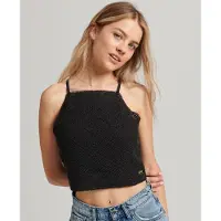 Superdry Vintage Crop Crochet Sleeveless Top Noir 2XS Femme