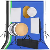 vidaXL Kit de studio photo boîte à lumière toile de fond et réflecteur