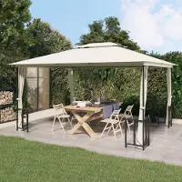The Living Store Pavillon avec parois latérales & double toit 3x4 m Crème