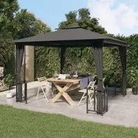 The Living Store Pavillon avec parois latérales & double toit 3x3 m Anthracite