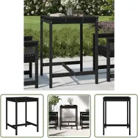 The Living Store Table de jardin noire 82,5x82,5x110 cm pin massif