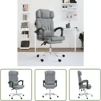 The Living Store Chaise de bureau avec fonction massage Gris clair Tissu