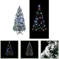 The Living Store Arbre de Noël artificiel avec support/LED 210 cm fibre optique