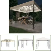 The Living Store Pavillon avec guirlande lumineuse LED 3x3 m Crème Tissu