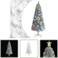 The Living Store Arbre de Noël artificiel avec LED blanc 210 cm fibre de verre