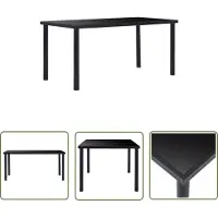 The Living Store Table de salle à manger noire 160 x 80 x 75 cm verre trempé